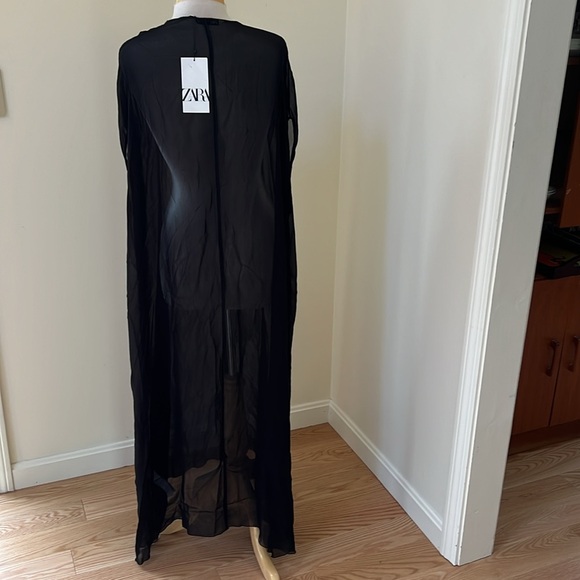 New! Zara medium black longline sheer loose fit blouse. - Picture 4 of 12